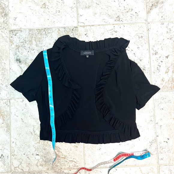 R&M Richards Black Cardigan Short Sleeve with Ruffles Y2K - Picture 6 of 7